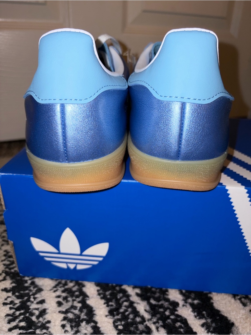 Adidas Gazelle women’s Light Blue and White Sneakers with Gum Sole - Picture 4 of 11